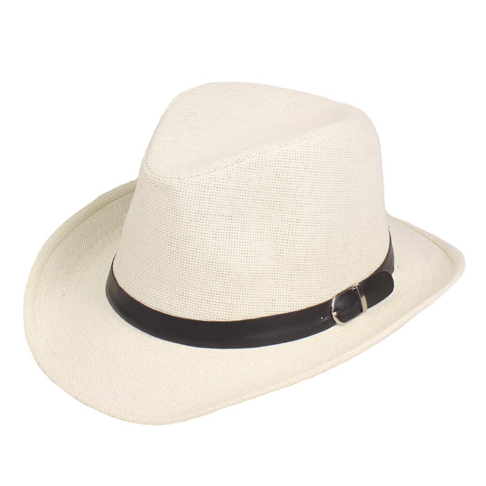 Unisex Solid Color Straw Jazz Hat - Outdoor Sun Protection for Men & Women
