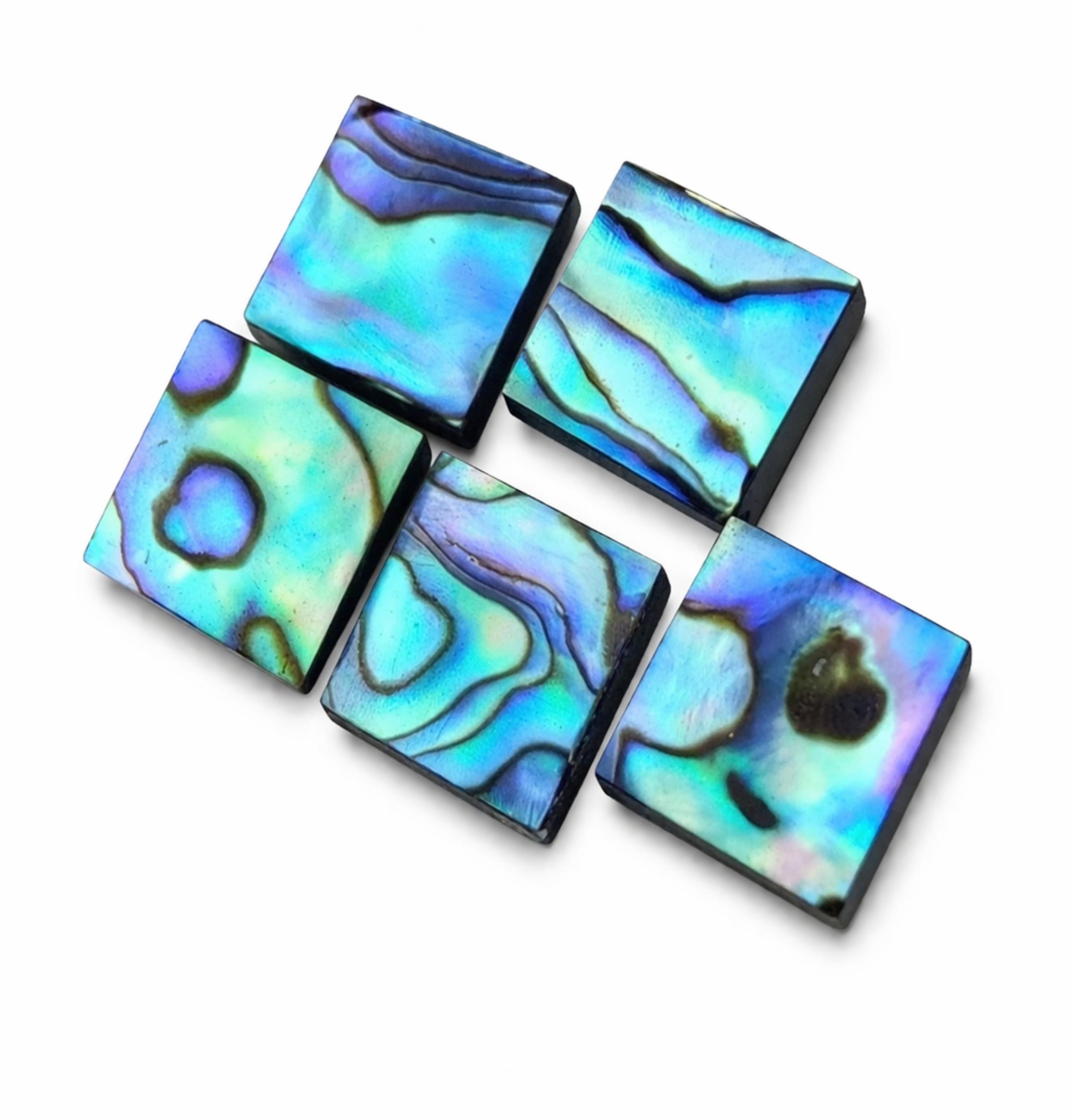 Abalone Shell Square Cabochons Flat Back Gemstones, Natural Iridescent Shell Loose Stone for Jewelry Making 5mm синий
