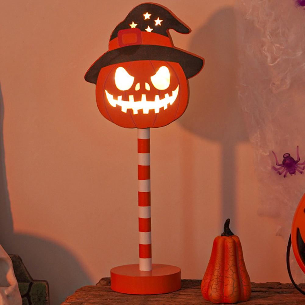 Halloween Cartoon Night Light Battery Operated LED Atmosphere Light Decor Warm White Light Wooden for Party Haunted House Decor