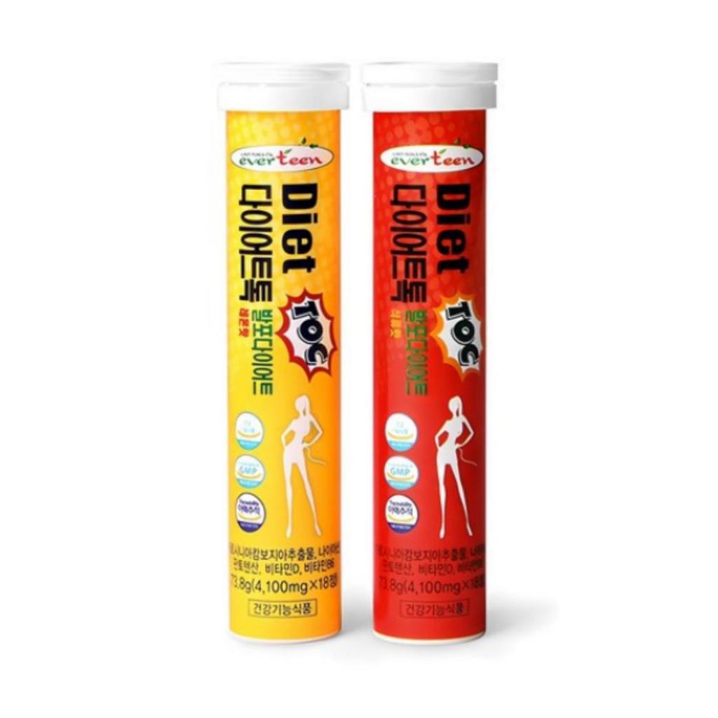 [Everteen] Diet Toc (Diet Tok) Garcia Cambodia Diet Effervescent Vitamin 18 Tables (2 Flavors) / Lemon, Pomegranate