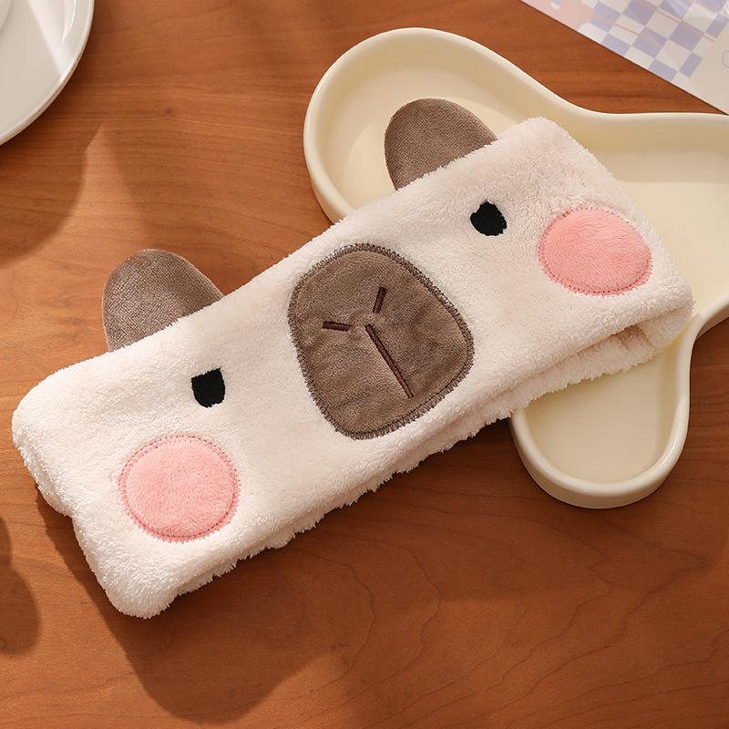 Capybara Coral Velvet Hair Band, Water-absorbing and Quick-drying Postpartum Headscarf, Face Wash Headband, Makeup Remover Hair Cover