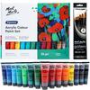 MONT MARTE Acrylic Paint Set: 24 Colors (36ml) + 6 Brushes. A Fantastic Set Perfect for Fabrics, Canvases, Wood Products, Leather, Cardboard, Ceramics