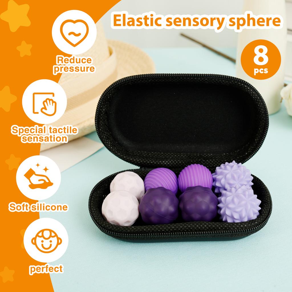 8pcs Silicone Magnetic Attraction Ball Sets Decompression Elastic Magnetic Balls 4 Different Patterns Fun Leisure Silicone Balls