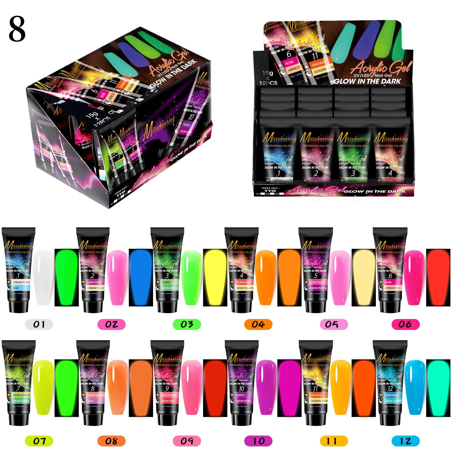 

Красота ногтей быстрое наращивание клей набор блесток лак для ногтей Nightlight Extension Adhesive Set (12 Pack)