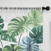 2PCS Digital Print Sheer Curtain, Combined Taro Leaves Botanical Pattern, Tropical Jungle Green Plant Natural Fresh Decor
