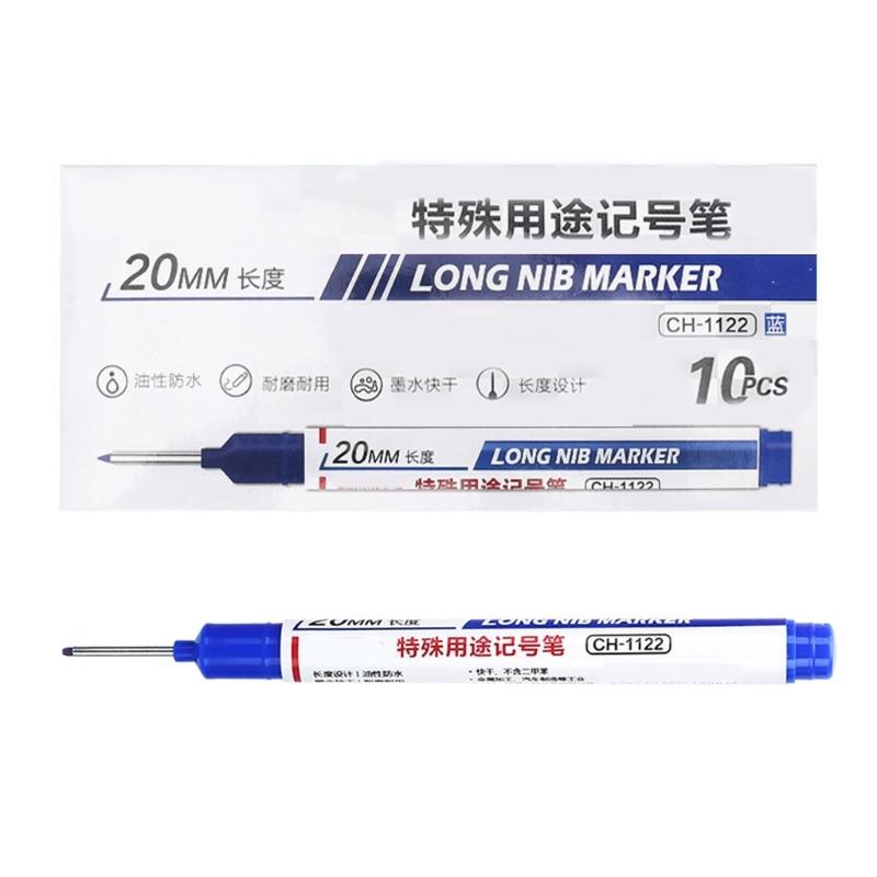 10 Stück Ölbasierter Markierstift 20mm Markierstift Tieflochmarkierstift Lange Spitze Markierer Schnelltrocknend Zimmermannsmarkierer
