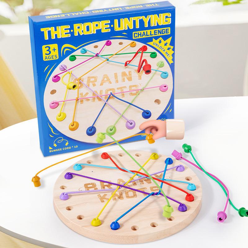 Rope Wooden Challenge Toy For Kids Logic Development Parentchild Interaction