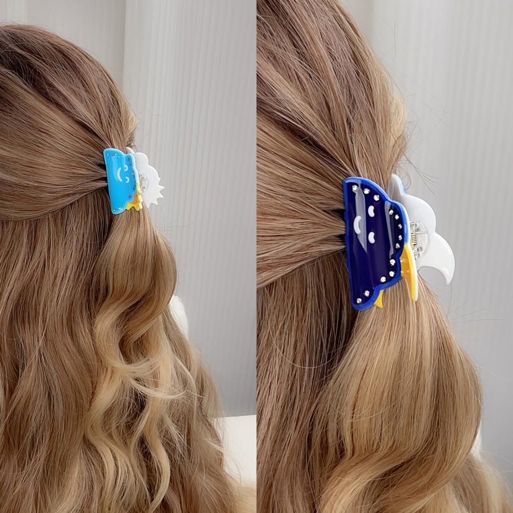 1pc Weather Series Grab Clip Fun Printed Hair Grab Small Top Clip Disc Hair Tail Clip Premium Shark Clip