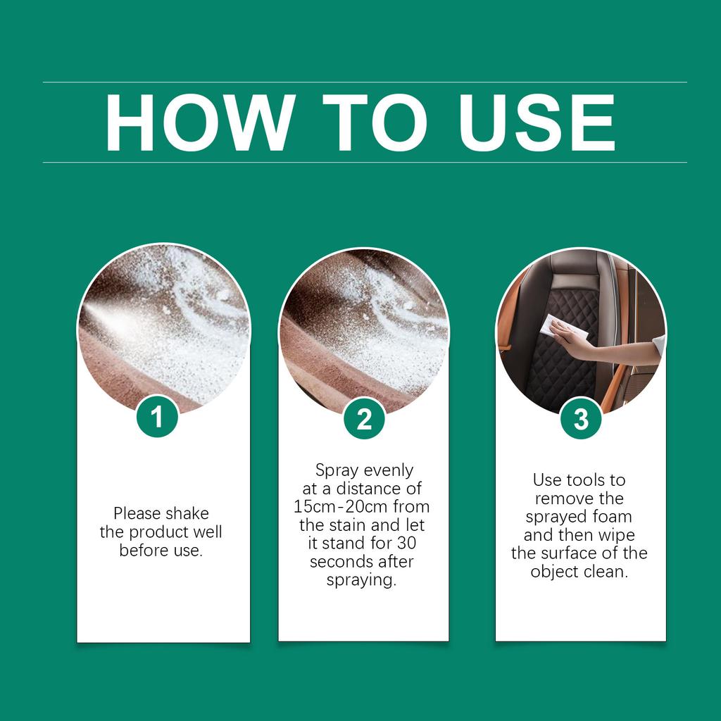 Car Interior Foam Cleaner Wash Seat Leather Water-free Wash Stain Remover Refurbishment Cleaner 120ml