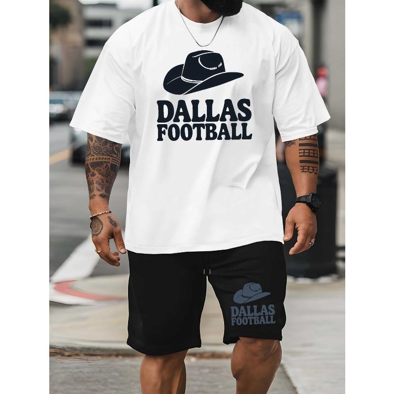 European Size Dallas Football Men's Latest Trendy Short-sleeved T-shirts Summer Fashion Print European and American Men Casual Sports Loose T-shirts