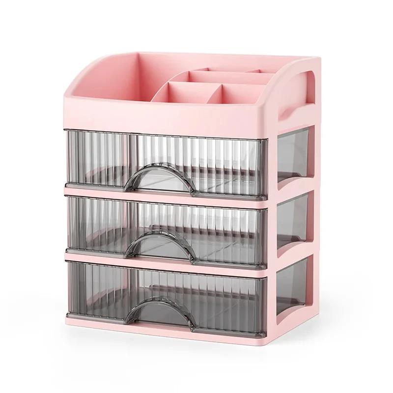 Zásuvkový organizér na make-up a šperky, velkokapacitní, transparentní, vícevrstvý, úložné boxy na laky na nehty, rtěnky, péči o pleť a kosmetiku