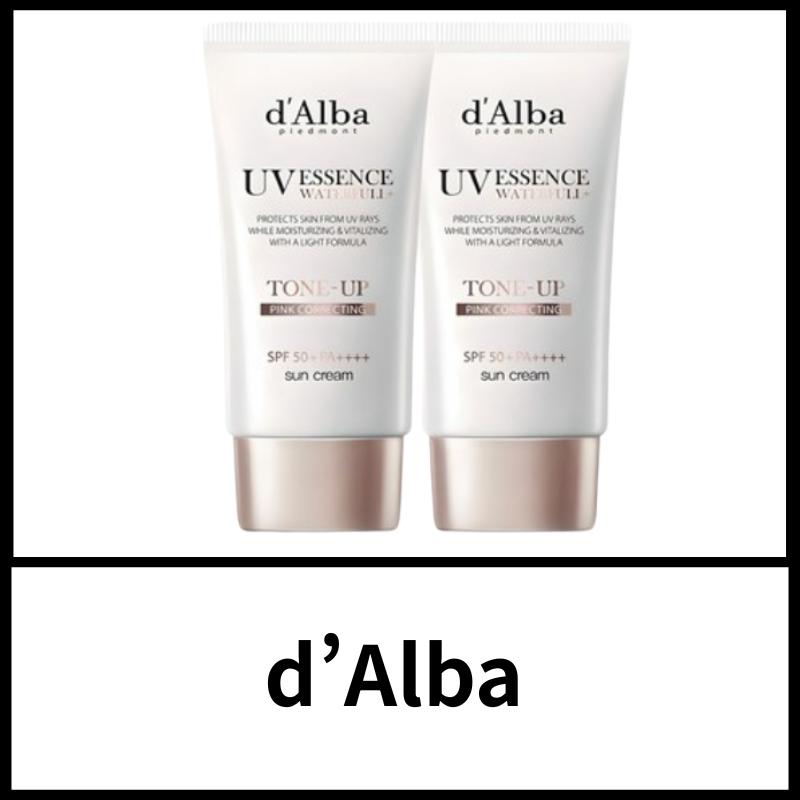 

d Alba Vegan Waterfull Pink Tone-Up Sunscreen SPF50+ PA++++Radiant Glow & Natural Skin Brightening Set 50ml x 2ea Korean Premium Vegan Skincare