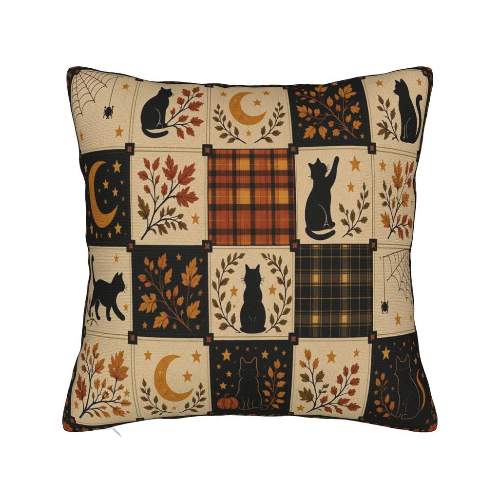 Halloween Black Cats Square Pillow Cases Witchy Moon Gothic Cushion Cover Novelty Decorative Pillowcase for Home 40x40cm