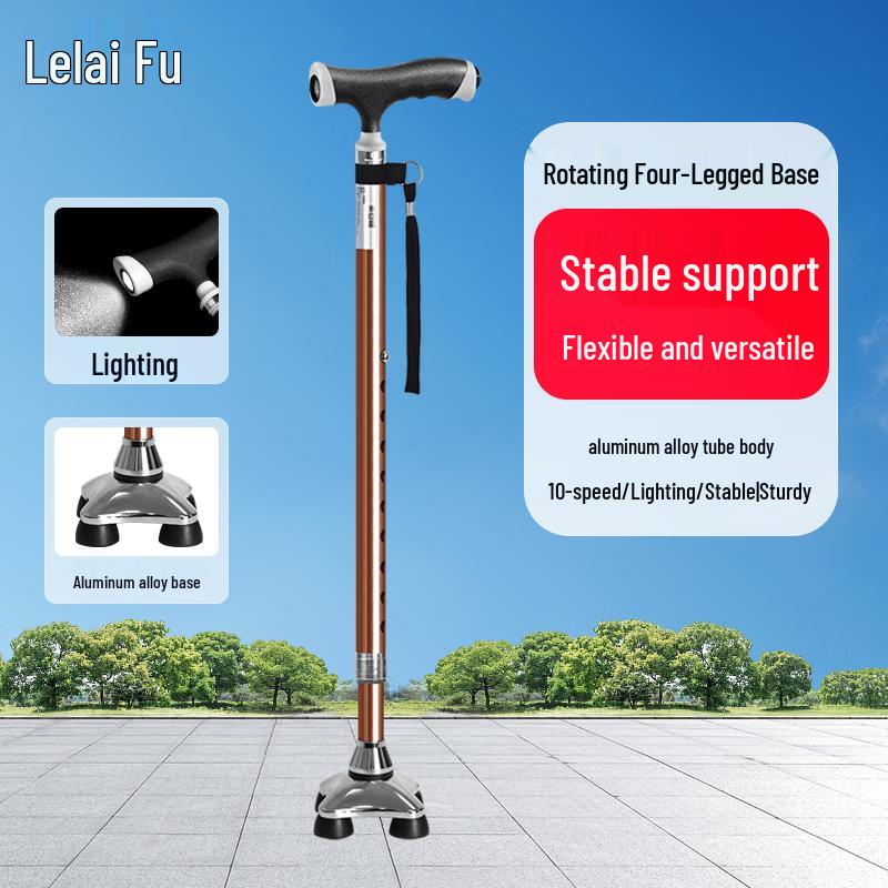 Lelaifu Adjustable Aluminum Quad Walking Cane