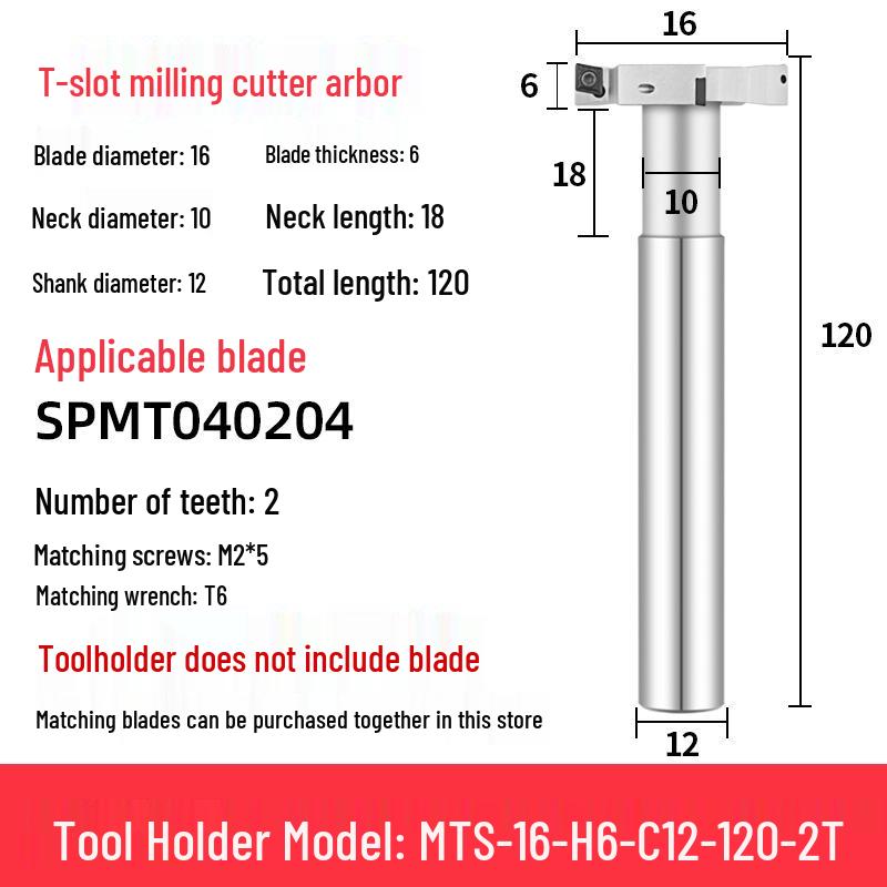 CNC T-Slot Milling Cutter with HTS Three-Sided Blade, Shank Thickness: 6, 8, 10, 12 Mm
