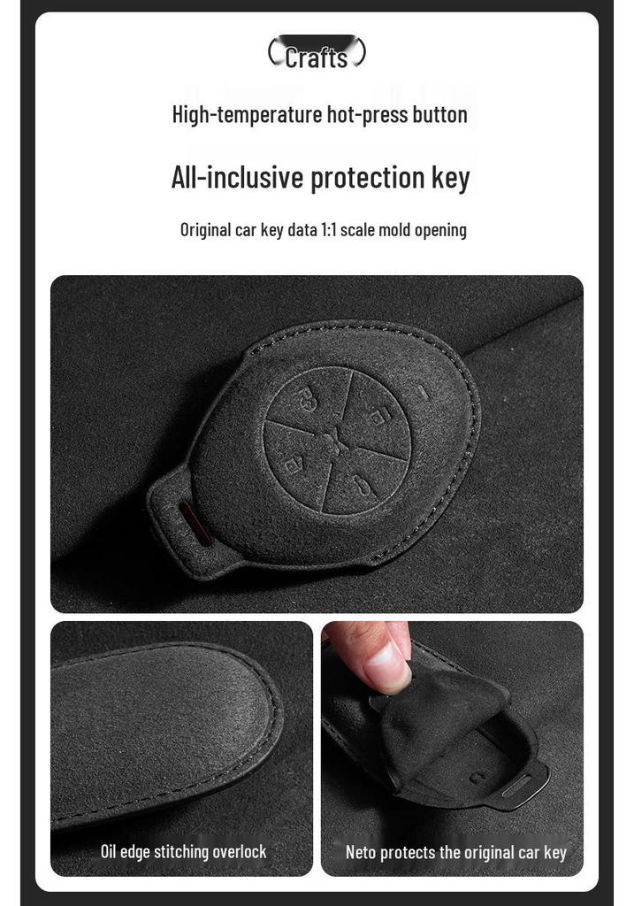 Alcantara Key Case for XPeng Models: P7, P7i, P5, G9, G6, G3, and G3i - Full Coverage with Buckle