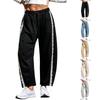 Damen Casual Hose mit Kordelzug und seitlicher Spitzenverzierung, lockere Passform, leichte Lounge-Hose für den Alltag
