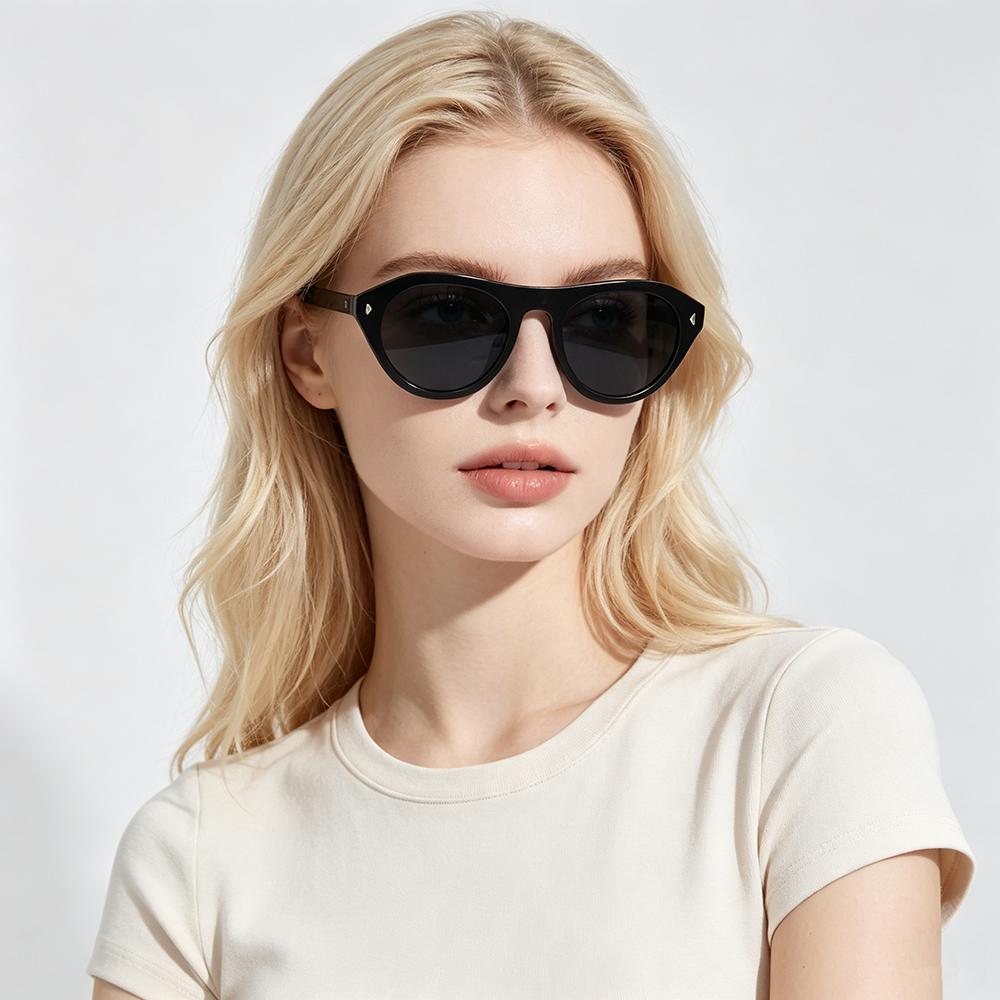 Xiaomi Women Vintage Oval Sunglasses UV400 Protection Fashion Outdoor Shade Eyewear Retro Black Frame Sun Glasses For Ladies