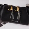 Light Luxury High-End Stainless Steel Mixed Color Chain Tassel Earrings Minimalist Titanium Steel Earrings  Jewelry Gifts