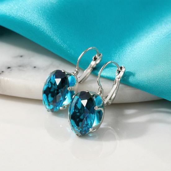 Stylish Ear Accessories for Ladies 1 Pair Cubic Zirconia Drop Dangle Earrings Women, Faux Streamlined Jewelry Commuting Crystal Hoop Levelback