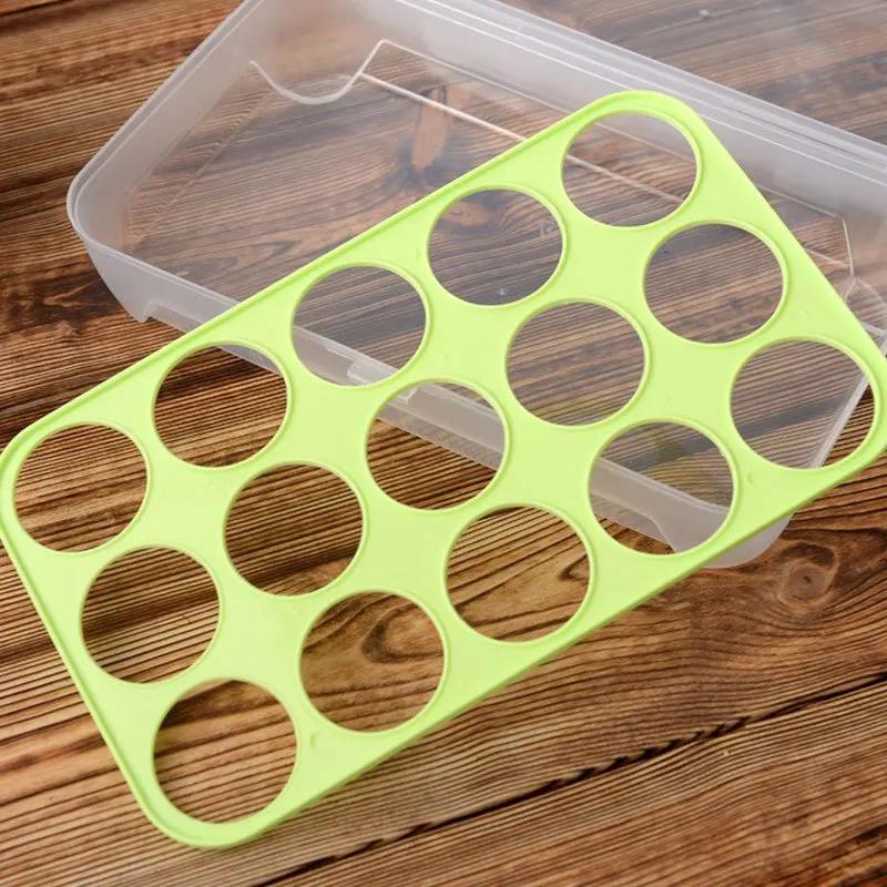 15 Grid Egg Storage Box Egg Box Tray with Lid Drawer Egg Carton PP Cases Refrigerator Cases Compartment Storage Egg Rack Support