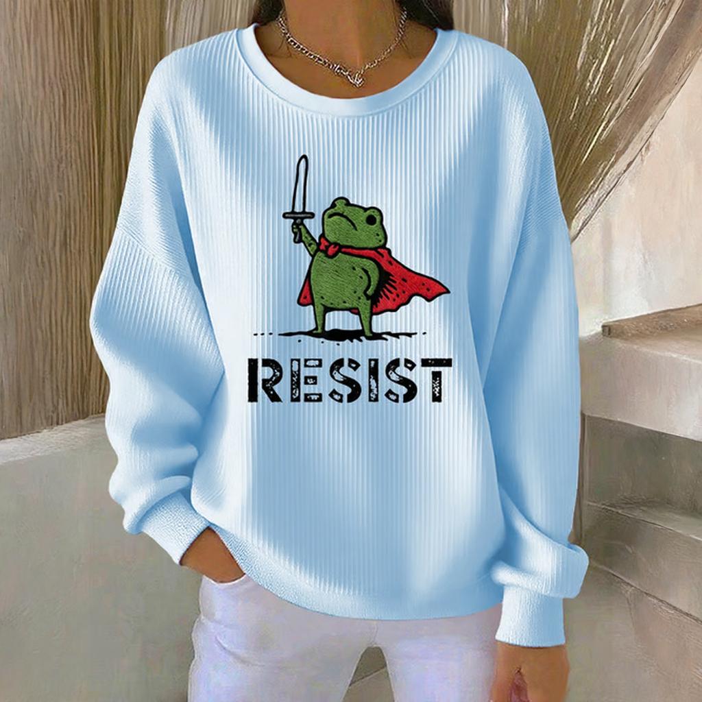 Women's Loose Comfortable Casual And Fashionable Round Neck Pattern Long Sleeved Sweatshirt