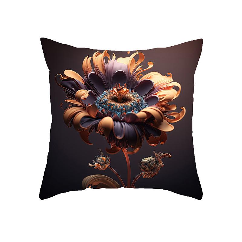 New Home Three-dimensional Printed Flower Pillowcase Office Sofa Bedside Decoration Waist Pillow
