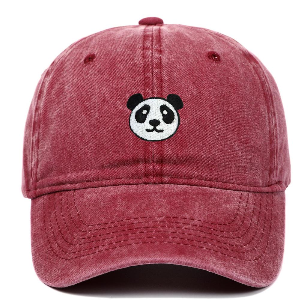 European New Cartoon Panda Embroidery Baseball Cap - Korean Retro Style Sun Protection for Men