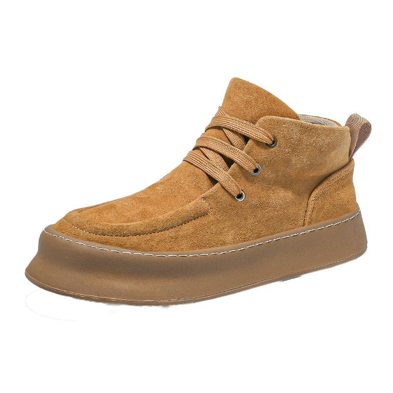 High Top Sneakers Men Winter Boots Fashion Casual Nubuck Breathable Height Increased Flat Platform Board Shoes Brown Black