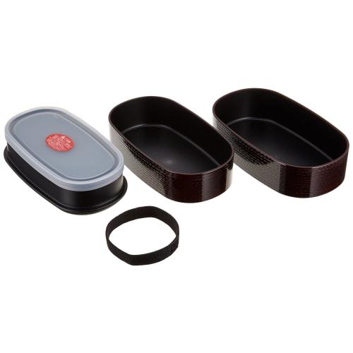 Tatsumiya HAKOYA Range Club Men's Oval Wood Grain Lunch Box, Dark Brown, 51570