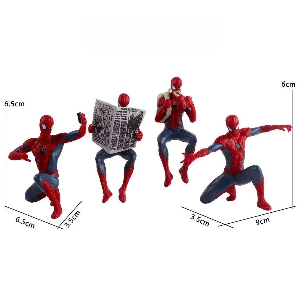 Spider Man Action Figure 4 Pcs 7-9Cm Superhero Spiderman Anime Collection Mini Model Toys Children Gift Desktop Decor