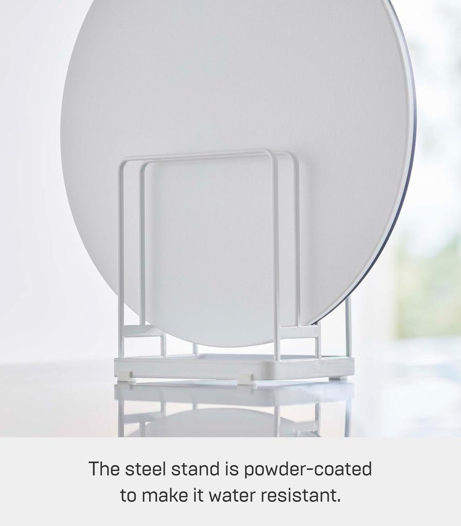 Yamazaki Cutting Board Stand for Round Cutting Boards, White, Approx. W16 x D11.8 x H17.5cm, Tower Series, Freestanding Type, Cutting Board Holder,