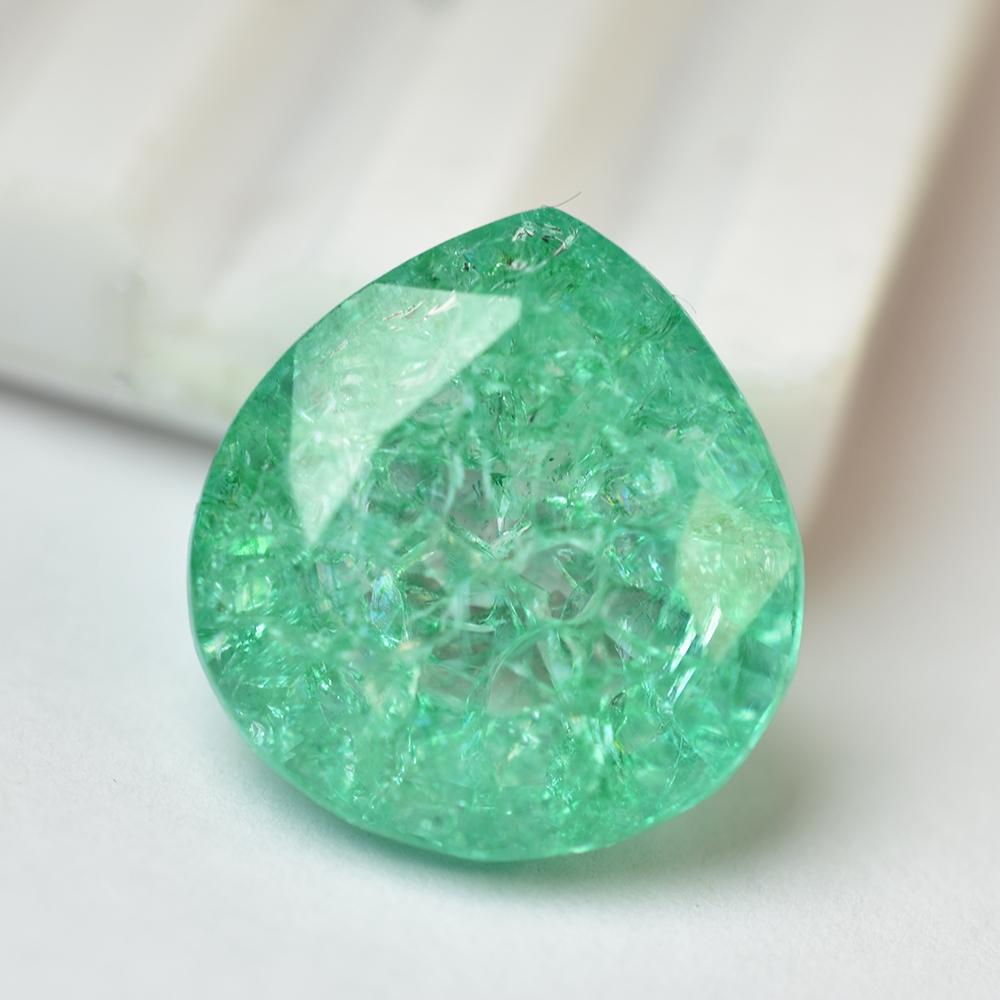 Natural Green Emerald Loose Gemstone 15.50 ct Pear Cut Making for Jewelry Making and Gem Collections