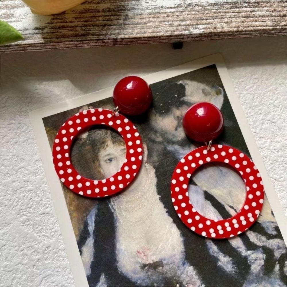Sweet Circular Earrings Geometric Wave Point Earrings Fashion Drop Earrings  Women