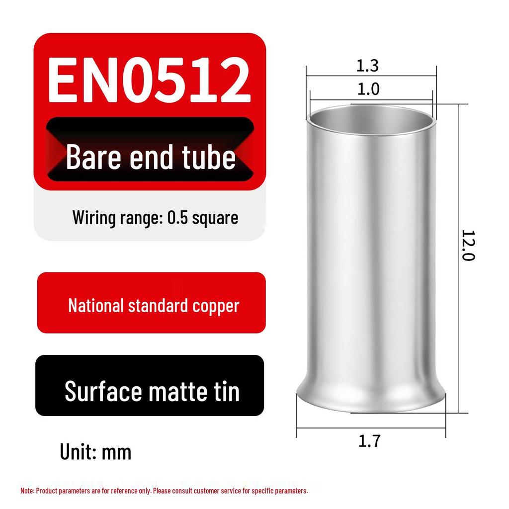 EN Tubular Bare End Cold Crimp Terminal - Purple Copper Pin Type Connector Lug