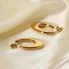 Exquisite Stainless Steel U Shape Hoop Earrings for Women 18K Gold Plated Waterproof Glossy Metal Hammered Earrings Punk Jewelry