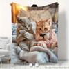 1pc Warm Kitten Thin Blanket Flannel Throw Blanket for Sofa, Bed, Travel, Camping, Livingroom, Office, Couch, Chair, And Bed