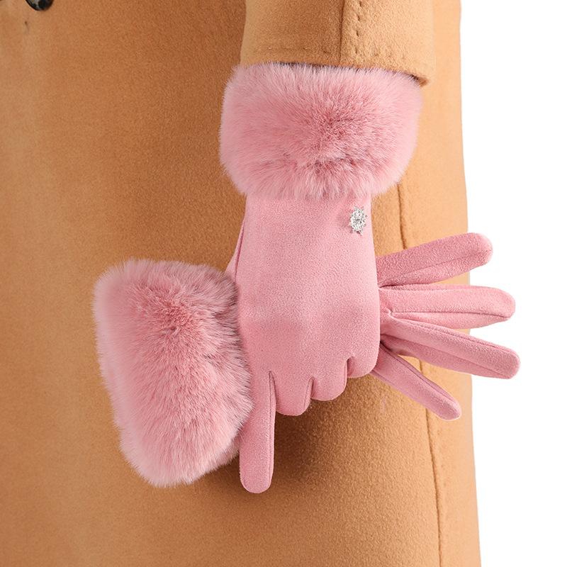 Gloves For Women In Autumn And Winter  Thickened With Velvet For Warmth