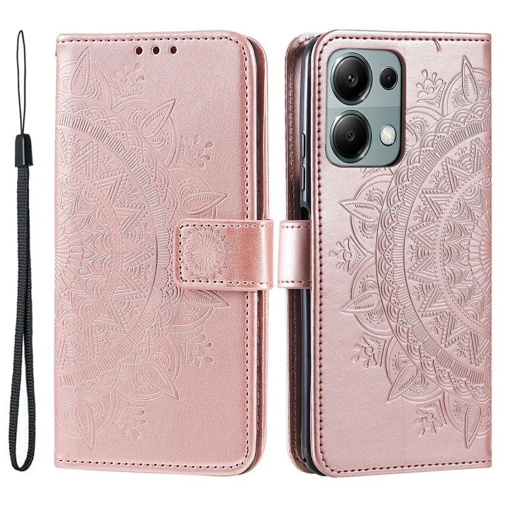 For Xiaomi Redmi Note 13 Pro 4G/Poco M6 Pro 4G Etui Lommebok Lærdeksel Mandala Blomst