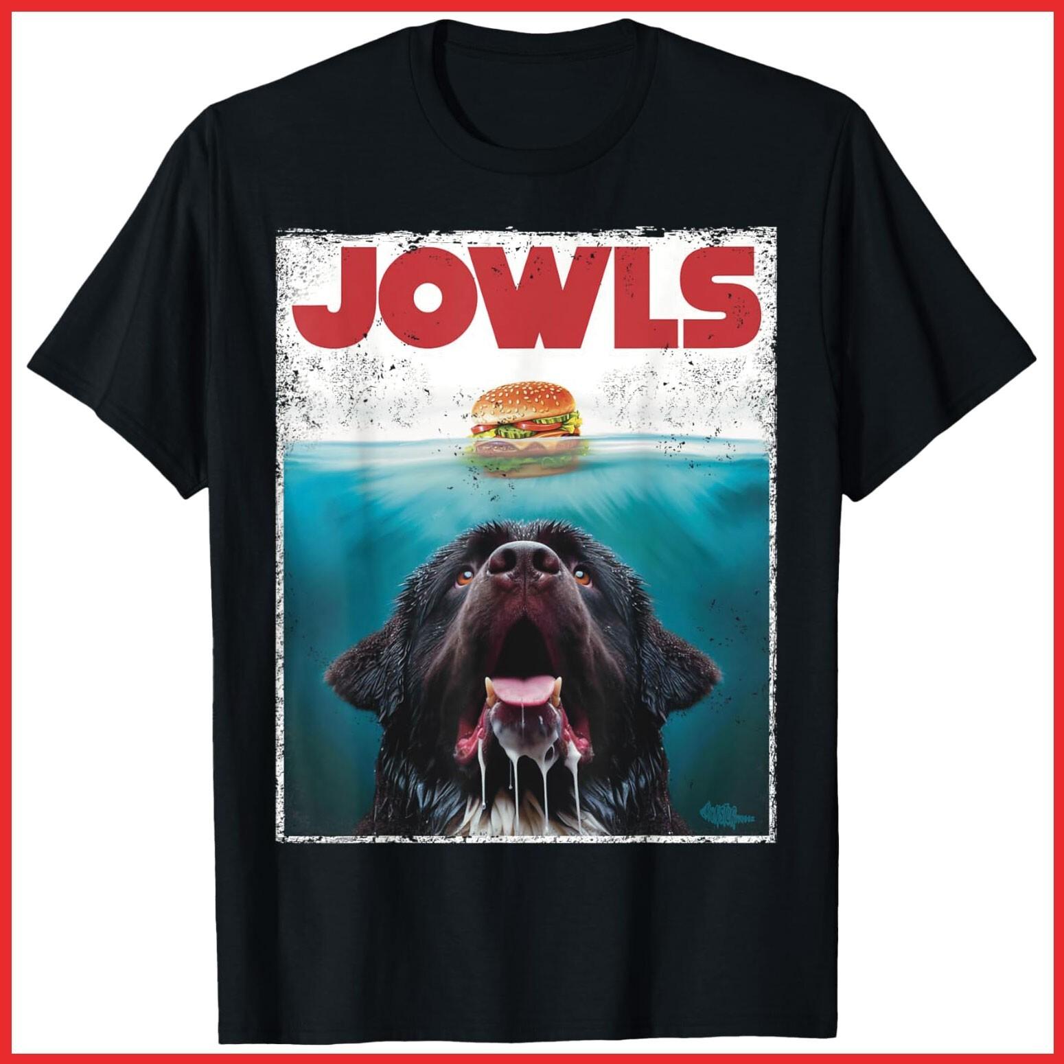 Newfie Jowls Drooling Newfoundland Dog Paws Black Cotton T-Shirt S-5XL XXXXL