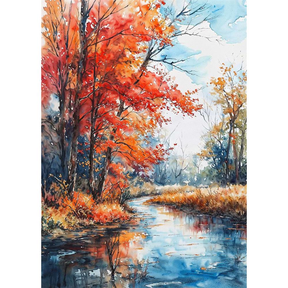 Chinese Four Seasons Landscape Diamond Art Painting Decoration Sailboat Diy Full Rhinestone Mosaic Cross Stitch Kit Gift
