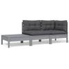 VidaXL Solid Pine Wood 3 Pcs Garden Lounge Set with Cushions Patio Furniture Outdoor Furniture Garden Furniture 806672