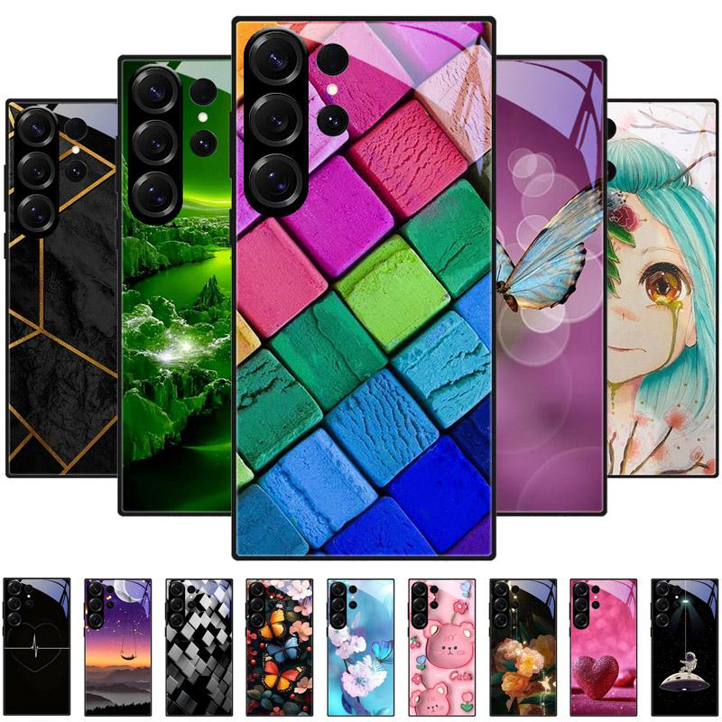 Glas Hülle Für Samsung S20 Ultra 5G Harte PC Gehärtetes Glas Handy Hülle Für Galaxy S21 / S22 / S23 / S24 / S30 Ultra Fundas Hüllen