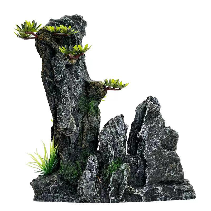 Resin Aquarium Rockery Mountain Decoration Artificial View Rock Cave Stone Tree Fish Tank Ornament Aquarium Decor Home