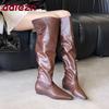 Fashion Fashion Pointed Toe Ladies Knee High Boots Female Slip On Shoes Women Modern Long Boots With Height Increasing Shoes