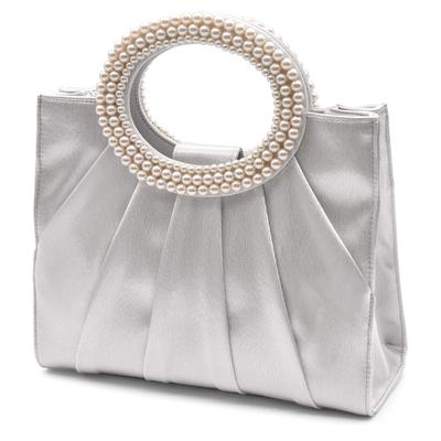 2way Pearl Handle Party Bag Lace Design Lindo Elegante [PLEX] Feminino (Prata (Tipo Plissado))