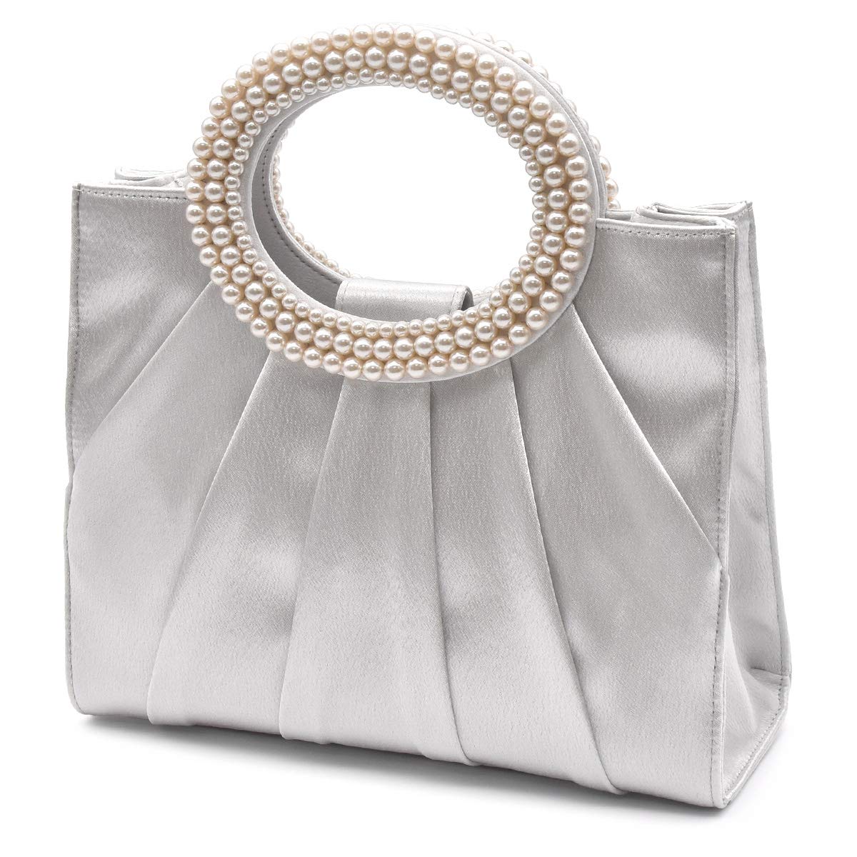 

2way Pearl Handle Party Bag Lace Design Gorgeous Elegant [PLEX] Womens (Серебряный (Плиссированный тип))
