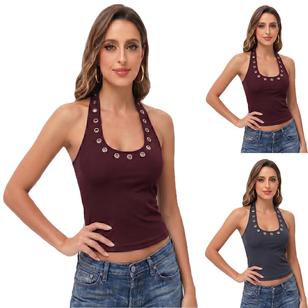 Women Neck Tank Top with Fitted Sleeveless Stretchy Knit Casual Basic Shirt for Everyday Wear
