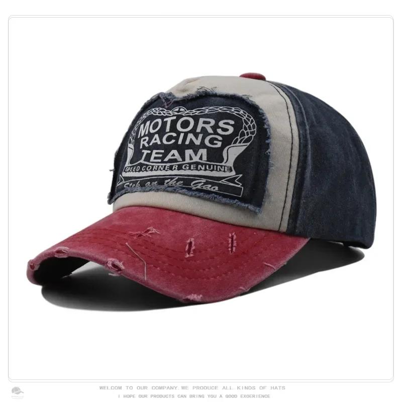 Motors racing team print baseball cap Washed visor American embroidery old duck cap Trucker cap
