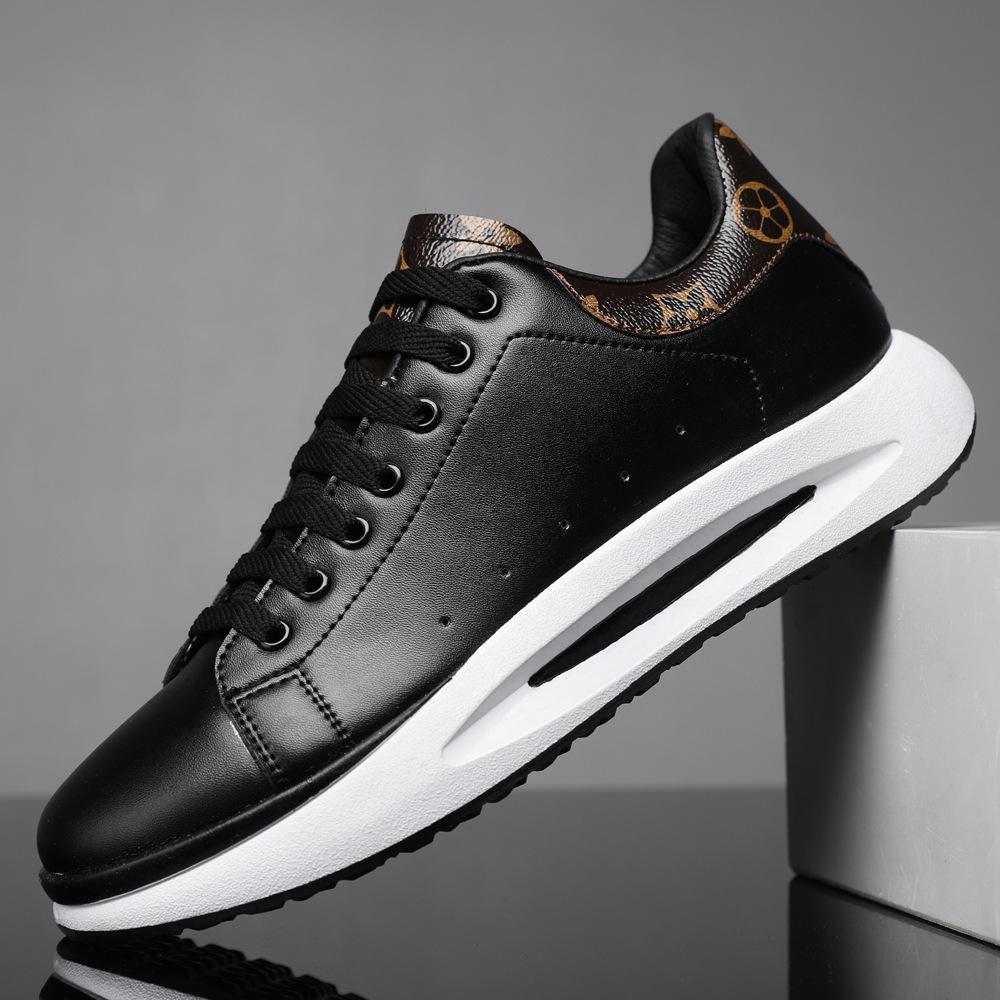 Leather casual shoes men's low-top lace-up men's shoes soft-soled sports shoes fashion trend white shoes